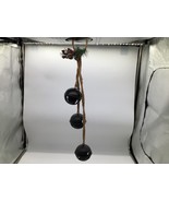 Rustic Farmhouse Christmas Hanging 3 Black Metal Jingle Bells Rope Pinec... - $454.22 MXN