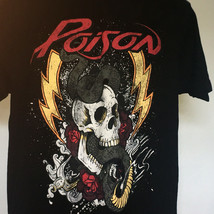 Poison Rock Band T Shirt Mens Large Snake Skull Lightning Bolt Logo - $21.73