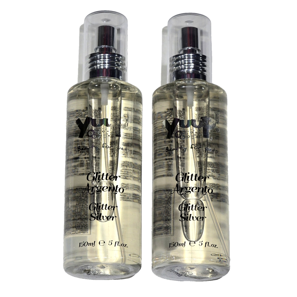 2 Pk Yuup Beauty For Pets Glitter Argento Glitter Silver 5oz. Cat Dog Fr... - $33.99