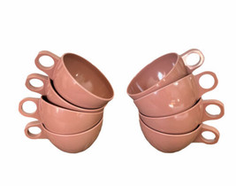 8x Vintage Stetson Dusty Melamine Coffee Cup Set Lincoln, IL Retro USA Rose Pink - £17.53 GBP