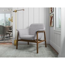 Manhattan Comfort Miller Grey and Walnut Linen Weave Accent Chair(D0102HI6SCV.) - £988.98 GBP
