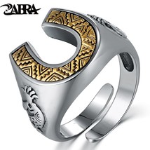 ZABRA Solid 925 Sterling Silver Horseshoe Indians 14mm Wide Steampunk Opening Ri - £43.98 GBP