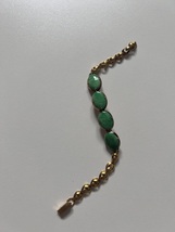 22k Yellow Gold Bracelet with Natural Oval Jade 7 inch 11.8g Stamped Vintage Gor - $2,995.00