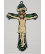 H) Vintage Suncatcher Stained Acrylic Glass Jesus Crucifix Hanging Ornament - €8,43 EUR