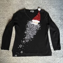 Berek Santa Christmas Sweater Embellished Sequins V Neck Ugly Christmas Size M - £27.82 GBP