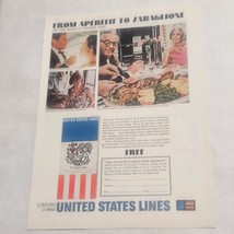 United States Lines Ship From Aperitif to Zabaglione S.S. America Print Ad  - $9.98