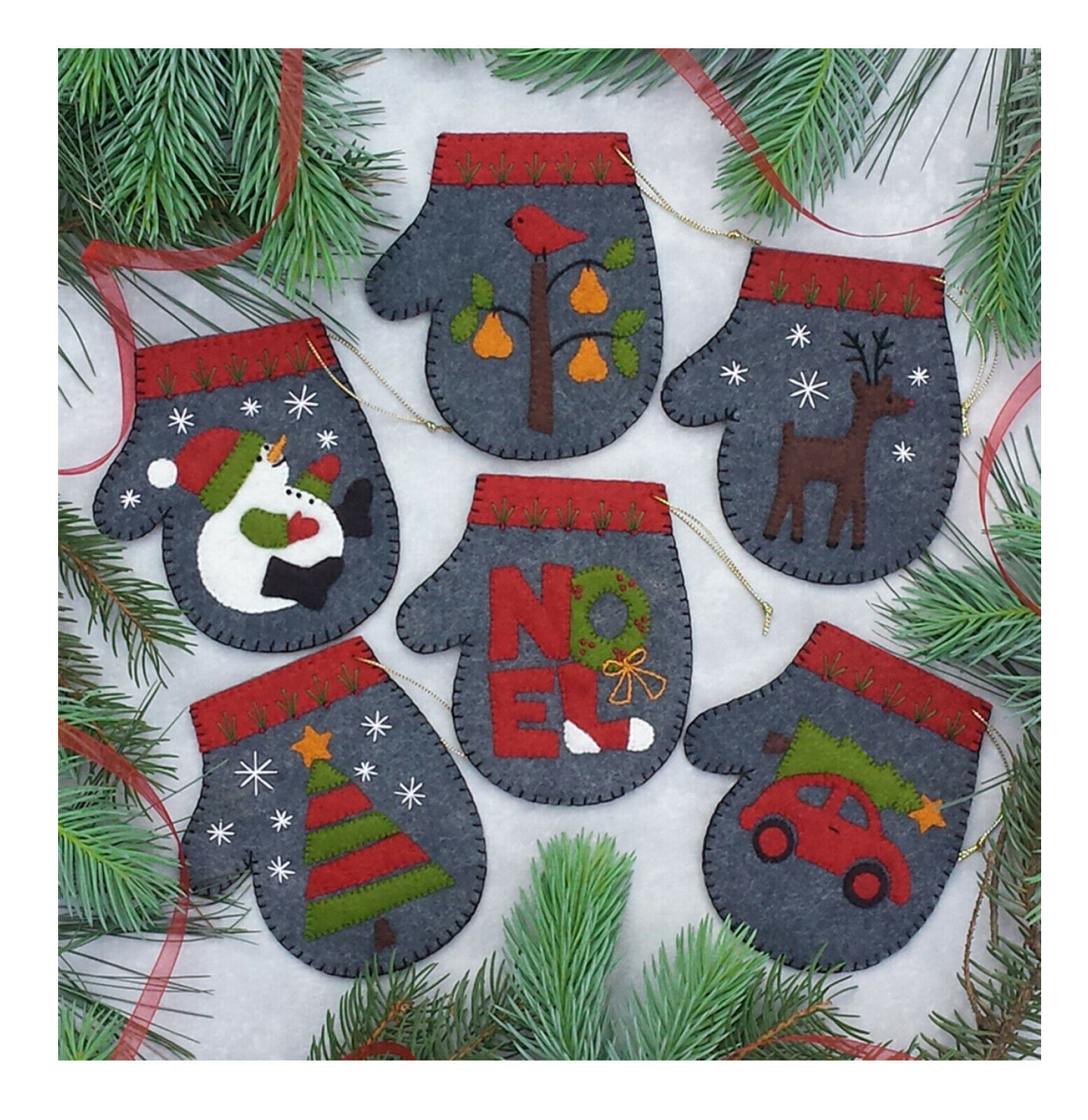 Charcoal Mittens Christmas Ornament Sewing Kit K0616 - $24.95