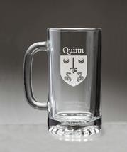 Quinn Irish Coat of Arms Glass Beer Mug (Sand Etched) - $27.72