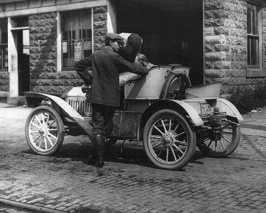 Putting gasoline in a Buick roadster in Upstate New York 1909 Photo Print - $8.81 - $14.69