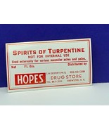 Drug store pharmacy ephemera label advertising Turpentine Hopes Brewster... - £9.23 GBP