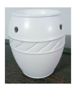 Ceramic off White RELAX SIMPLICITY Tart Wax Warmer Holder Barrell Shape - $16.82