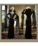Classic Black Vamp  Pointed Collar Immortal Mistress Witches Gown Flare ... - £91.83 GBP
