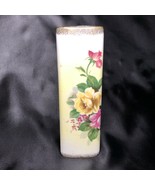 Norleans Floral Porcelain Bud Vase Yellow &amp; Gold Triangle Hand Painted 1... - $20.47