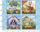 36&quot; X 44&quot; Panel Raise the Woof Dog Houses Woof Paw Prints Fabric Panel D... - $13.95