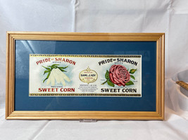 Pride Of Sharon Sweet Corn Sharon MD Label Vegetable Matted &amp; Framed - $29.65