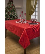 Luxurious Red Snowflake Damask Tablecloth - £52.74 GBP