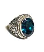 .925 Sterling Silver Blue Stone Ring Size 6.75 - $73.50