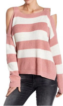NWT Women&#39;s Romeo &amp; Juliet Couture Striped Cold Shoulder Sweater Sz M Medium - £27.45 GBP