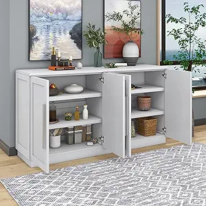 Entryway Console Table With 4 Doors Large Storage Space,Adjustable Shelv... - $721.99
