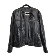 LEVI&#39;S Cafe Racer PVC Faux Leather Bomber Moto Biker jacket Men&#39;s Size Medium - £54.76 GBP