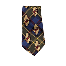 Nautica Mens Tie Hunting &amp; Fishing Theme Plaid 100% Silk Outdoors 58&quot;LX4&quot;W - $8.41