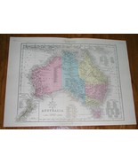 1868 ORIGINAL ANTIQUE MAP OF AUSTRALIA / MELBOURNE SYDNEY PERTH / NEW ZE... - $28.12