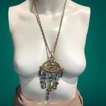 1950&#39;s Chinese Huge Peking Glass Jade Dangle Statement Necklace 24” Long - $175.00