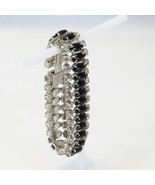 Black and Clear Rhinestone Bracelet 6-1/2&quot; Long x .6&quot; W Estate Jewelry - $235.35 MXN