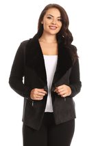 Women&#39;s Faux Fur Knit Cardigan with Pockets Black - £98.70 GBP