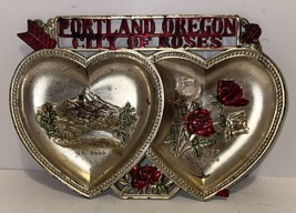 Vintage Portland City of Roses Stamped Metal Tray - $14.24