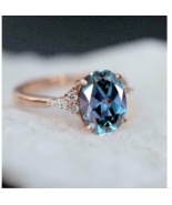 Alexandrite 4.50 carat ring 925 Sterling Silver Handmade gift Ring Size ... - $51.78