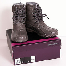 Lane Bryant Womens Snow Boots 7W 7 W Rubber Faux Suede Sparkle Grey Lace Up New - £44.58 GBP