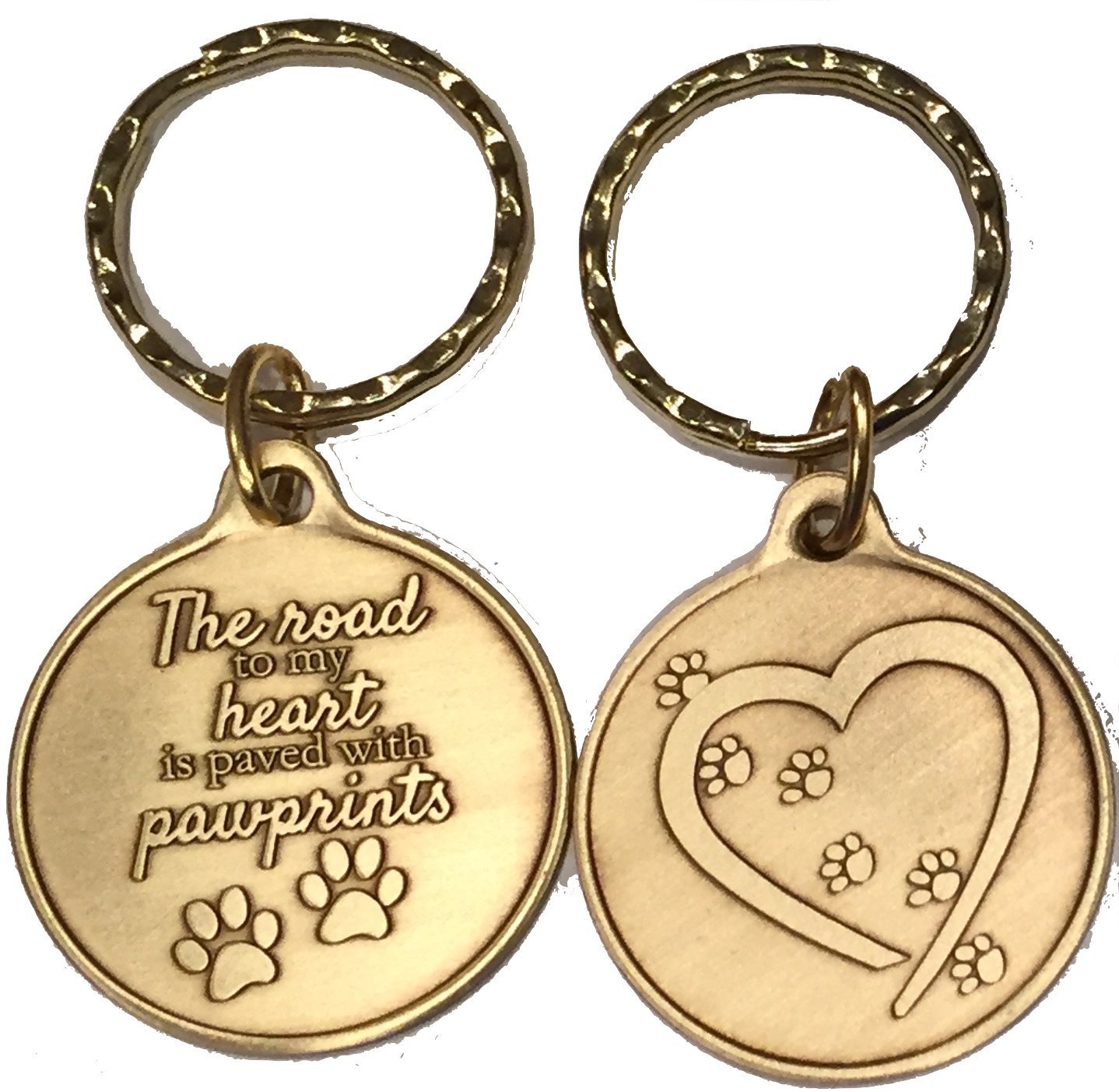 The Road To My Heart Is Paved With Paw Prints Double Paw Print Bronze Keychain