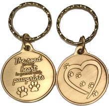 The Road To My Heart Is Paved With Paw Prints Double Paw Print Bronze Ke... - £5.44 GBP