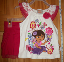 Dora The Explorer Baby Clothes 18M Infant Girl Scooter Set Top Red Skort Outfit - £11.25 GBP