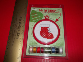 Bucilla Thread Craft Kit My 1st Stitch Christmas Holiday Stocking Ornament Frame - £7.46 GBP