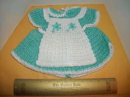 Doll Clothes Set 17" Dollie Crochet Dress Outfit Apron Turquoise Toy Treasure - £11.35 GBP