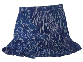 NWT Daisy Fuentes women&#39;s S small blue watercolor print flounce mini skirt new - £12.56 GBP