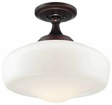 Minka Lavery 2255-576 Minka Schoolhouse 1-Light Semi-Flush in Brushed Bronze - £112.03 GBP