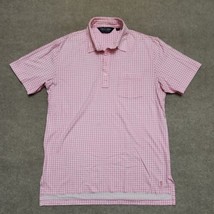 Ralph Lauren Polo Golf Shirt Mens M Pink White Gingham Short Sleeve Pony... - $26.60