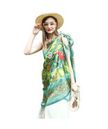 Anyyou 100% Mulberry Silk Light Green Long Scarf Luxury Brand Women Beac... - $101.50