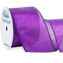 Metallic Purple Wired Ribbon,2-1/2 Inch X Continuous 10 Yard, Deluxe Purple Glit - £18.08 GBP