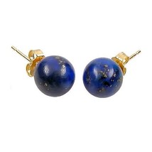 10K Yellow Gold 8mm Natural Afghani Lapis Lazuli - $30.05