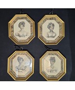 Vintage Set of 4 Sungott Art Studios New York Hand Colored Portrait Grav... - $296.99