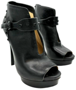 michael kors women&#39;s black leather studded platform stiletto 5&quot; heels si... - $36.42