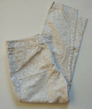 Liz Claiborne Cropped Ankle Pants Size 10 Womens Capri White Tan Paisley Stretch - £17.05 GBP