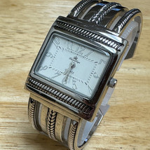 Premier Design Quartz Watch Women Silver Rectangle Cuff Bangle New Battery - $17.09