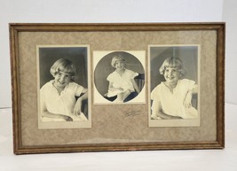 Vintage Frame 3 Matted Photos Young Girl Saunders Art Studio Wakefield MA - £11.17 GBP