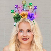 Light Up Mardi Gras Headbands LED Carnival Flower Headdress Glowing Balls Hair H - £17.43 GBP