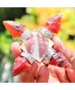 Carnelian Clear Quartz 4 Point Arrow Crystal Energy Generator Reiki Chakra - $44.95